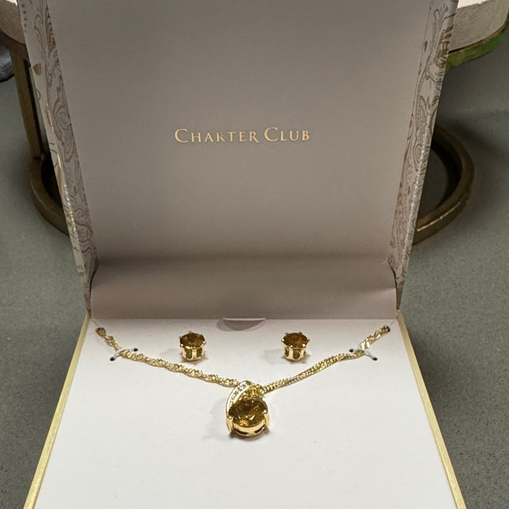 Charter Club NWT Gold-Tone Necklace and Earring Set